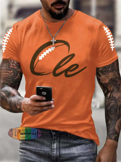 Men’s Football Fans Lovers Gameday Casual short sleeves t shirt Orange / S