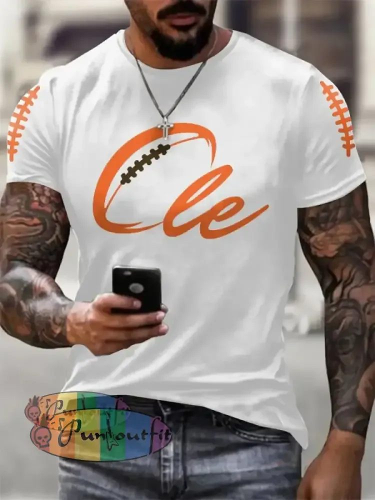 Men’s Football Fans Lovers Gameday Casual short sleeves t shirt White / S