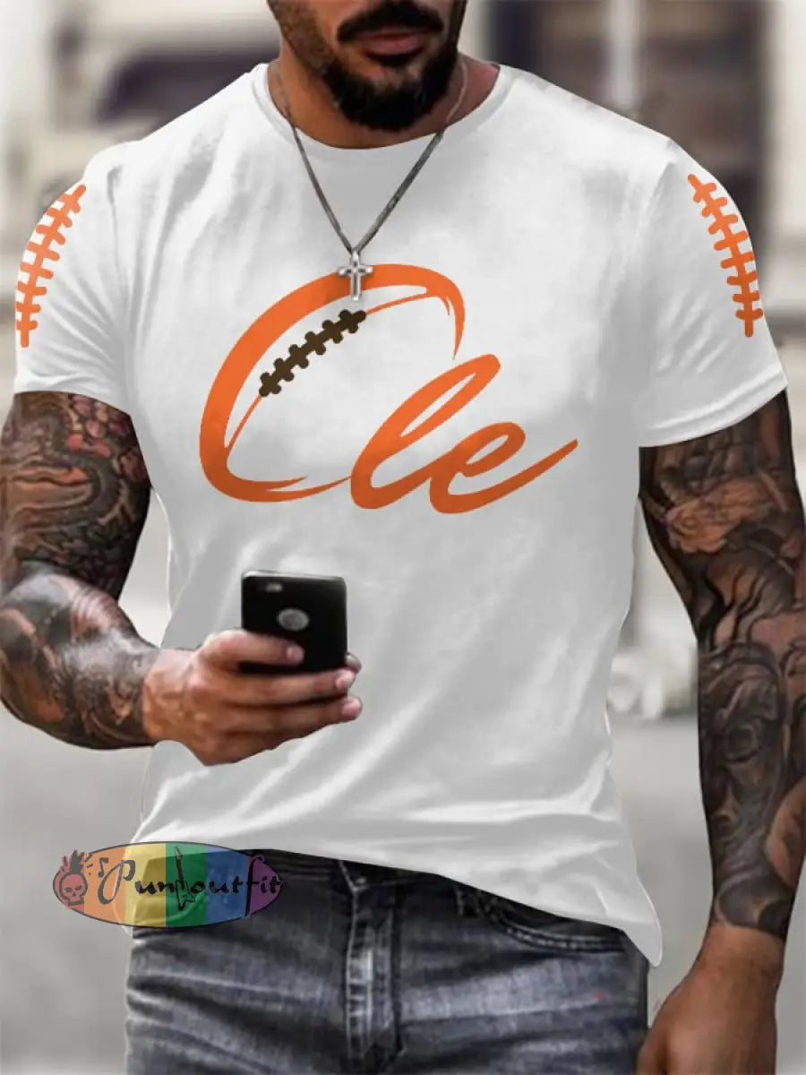 Men’s Football Fans Lovers Gameday Casual short sleeves t shirt White / S