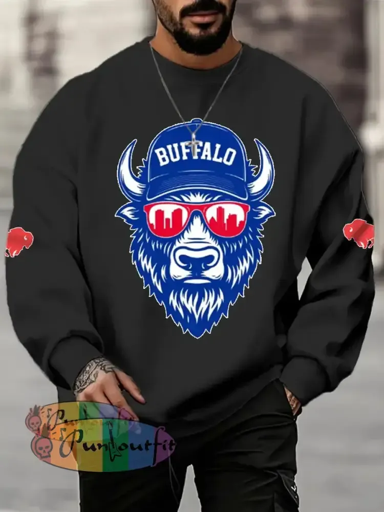 Men’s Football Fans Lovers Gameday Casual Sweatshirt Black / S