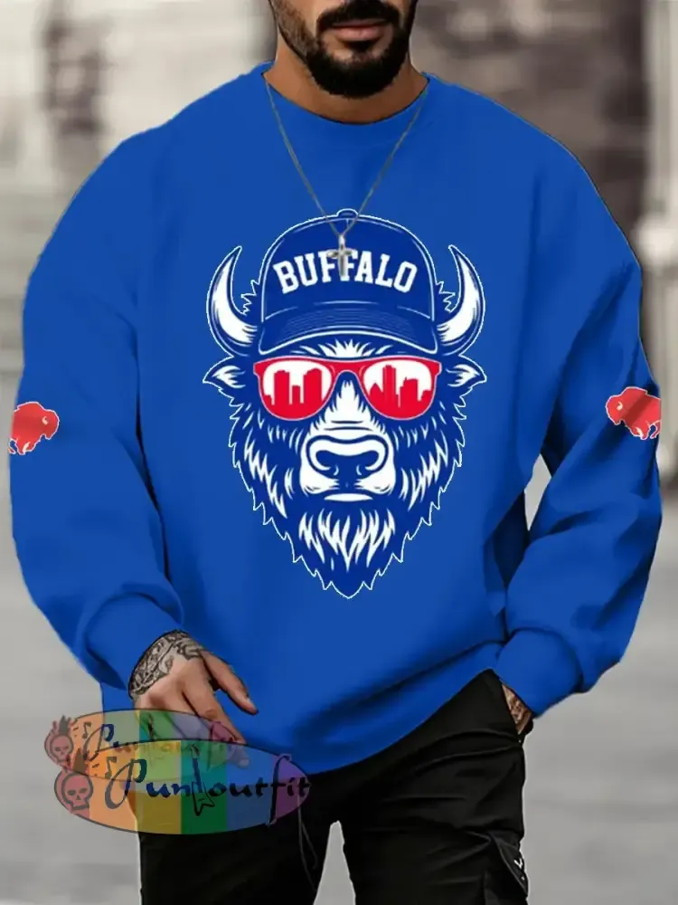 Men’s Football Fans Lovers Gameday Casual Sweatshirt Blue / S