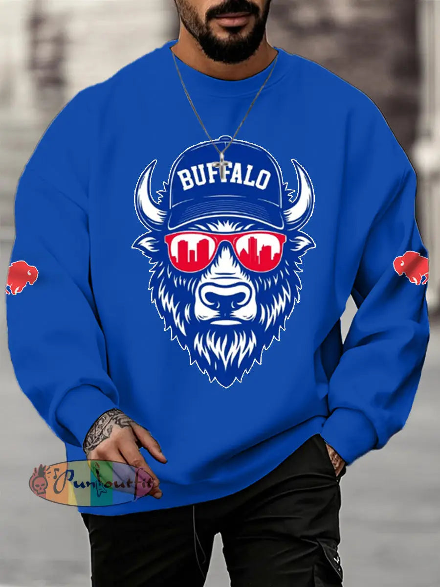 Men’s Football Fans Lovers Gameday Casual Sweatshirt Blue / S