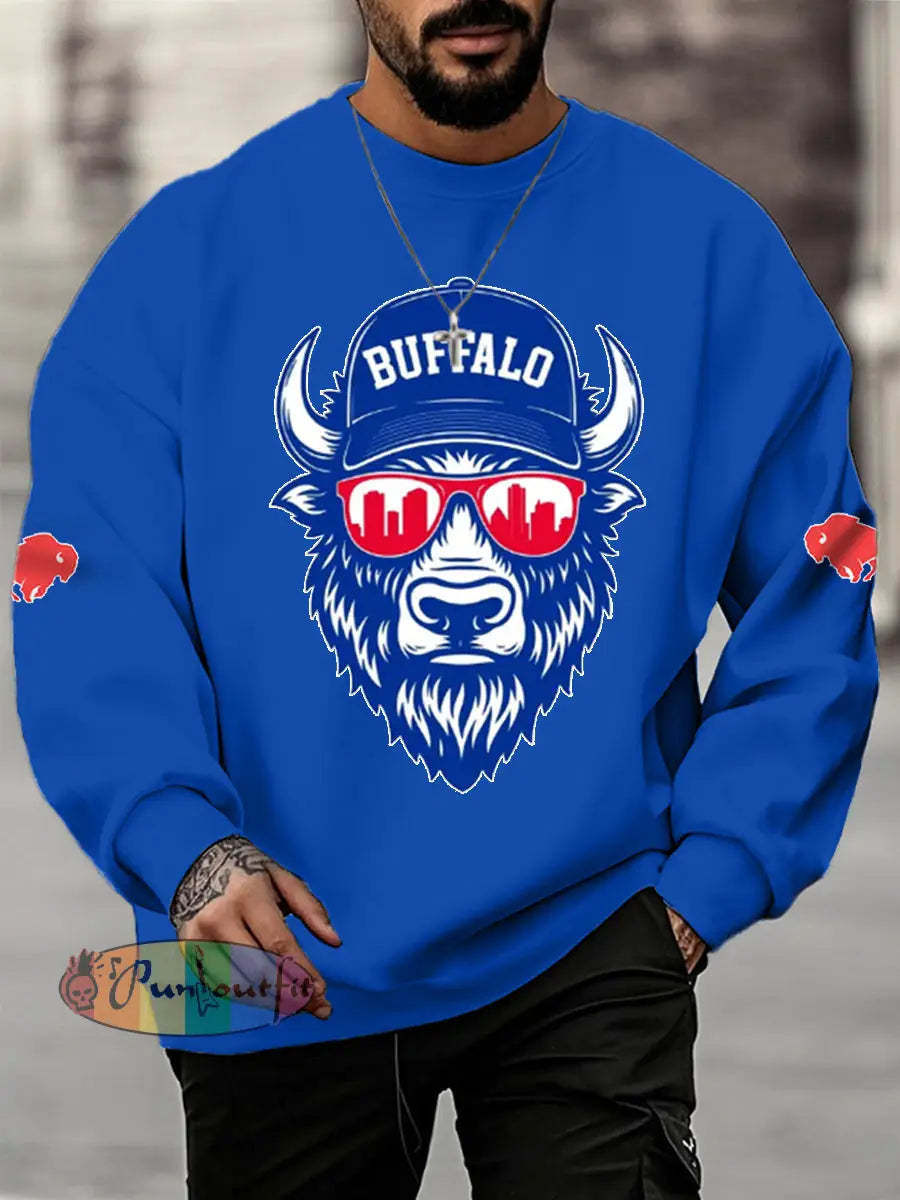 Men’s Football Fans Lovers Gameday Casual Sweatshirt Blue / S