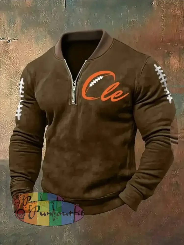 Men’s Football Fans Lovers Gameday Casual Sweatshirt Brown / S