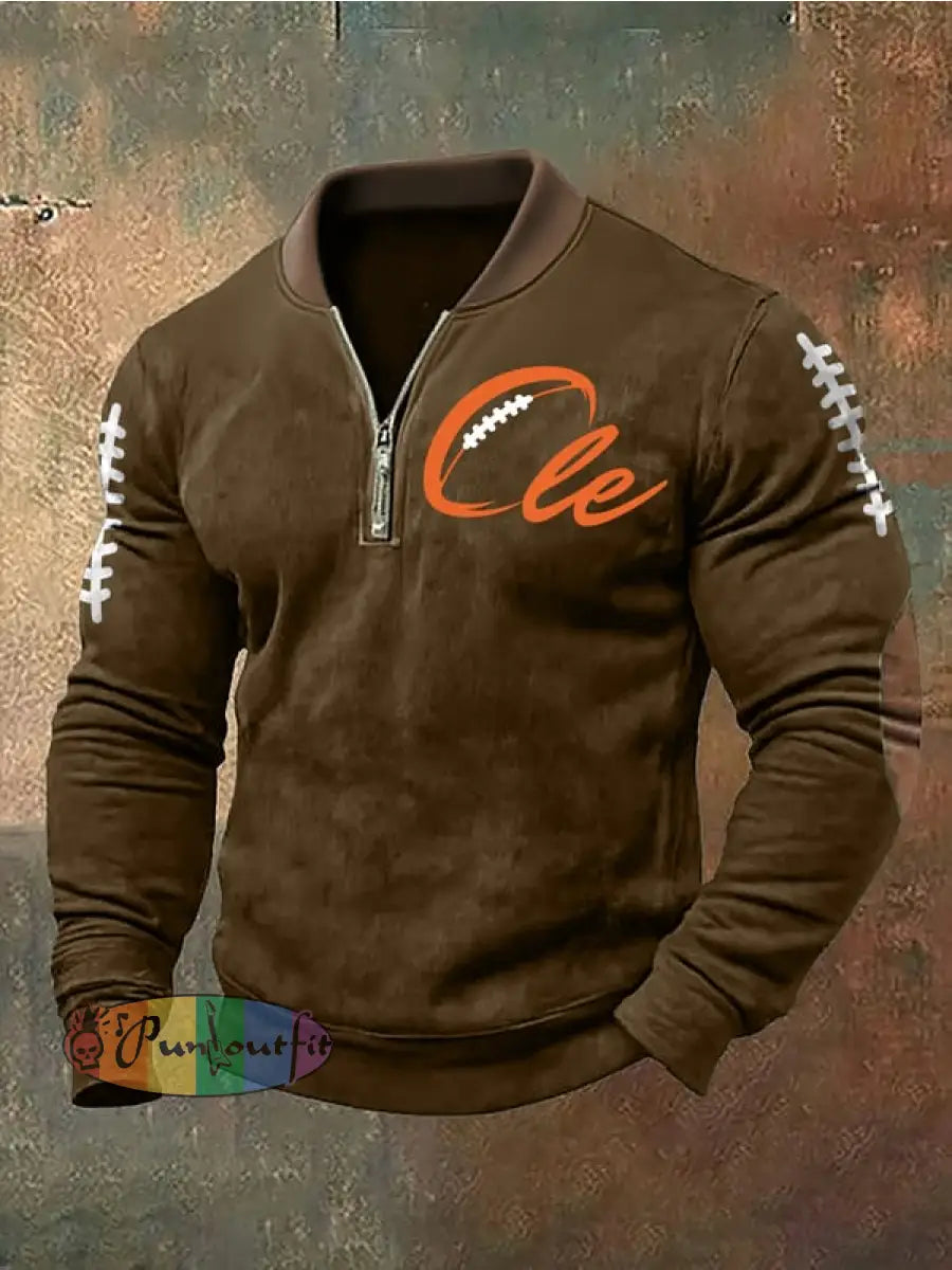 Men’s Football Fans Lovers Gameday Casual Sweatshirt Brown / S