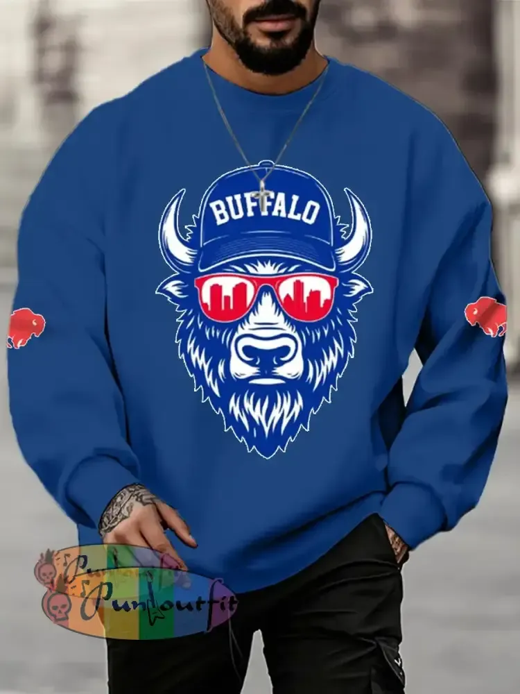 Men’s Football Fans Lovers Gameday Casual Sweatshirt Navy Blue / S