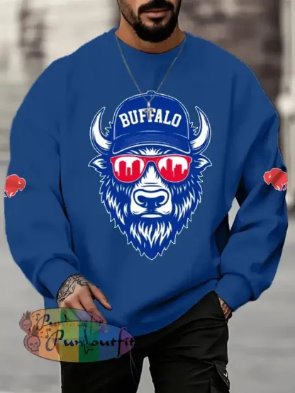 Men’s Football Fans Lovers Gameday Casual Sweatshirt Navy Blue / S