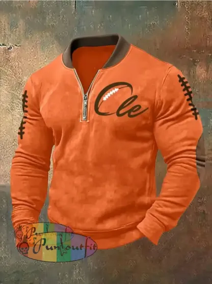 Men’s Football Fans Lovers Gameday Casual Sweatshirt Orange / S