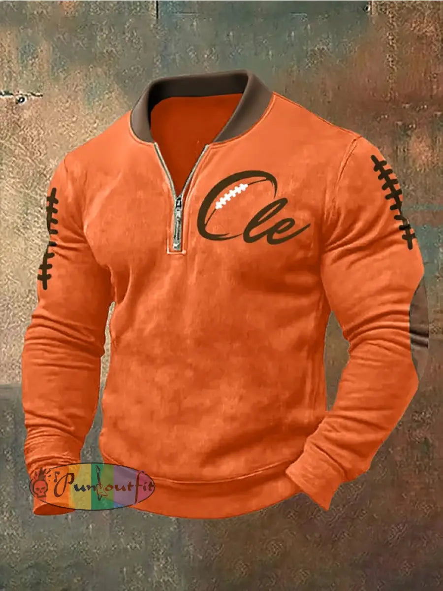 Men’s Football Fans Lovers Gameday Casual Sweatshirt Orange / S