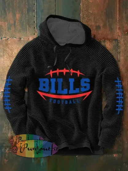 Men’s Football Fans Lovers Gameday Casual Waffle Hoodie Black / S