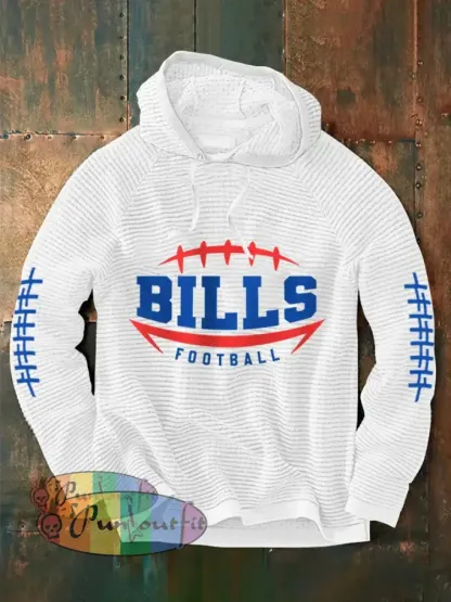 Men’s Football Fans Lovers Gameday Casual Waffle Hoodie White / S