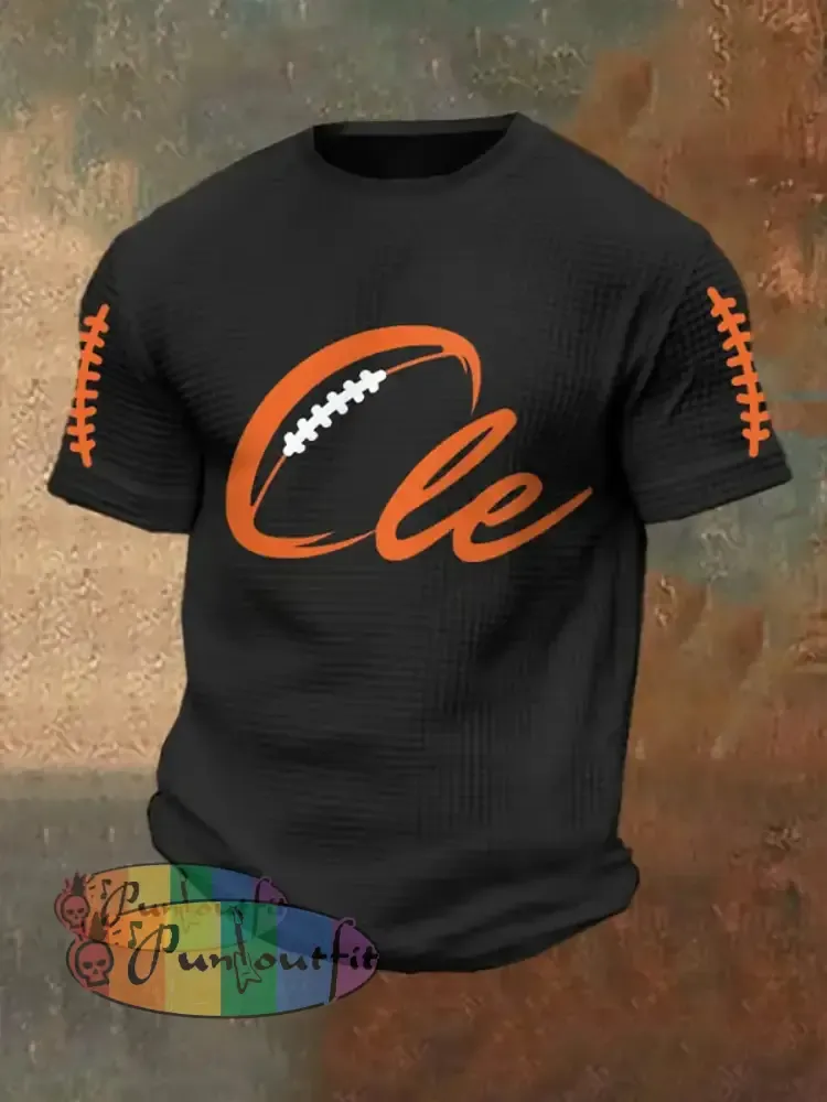 Men’s Football Fans Lovers Gameday Casual Waffle Short Sleeve Black / S