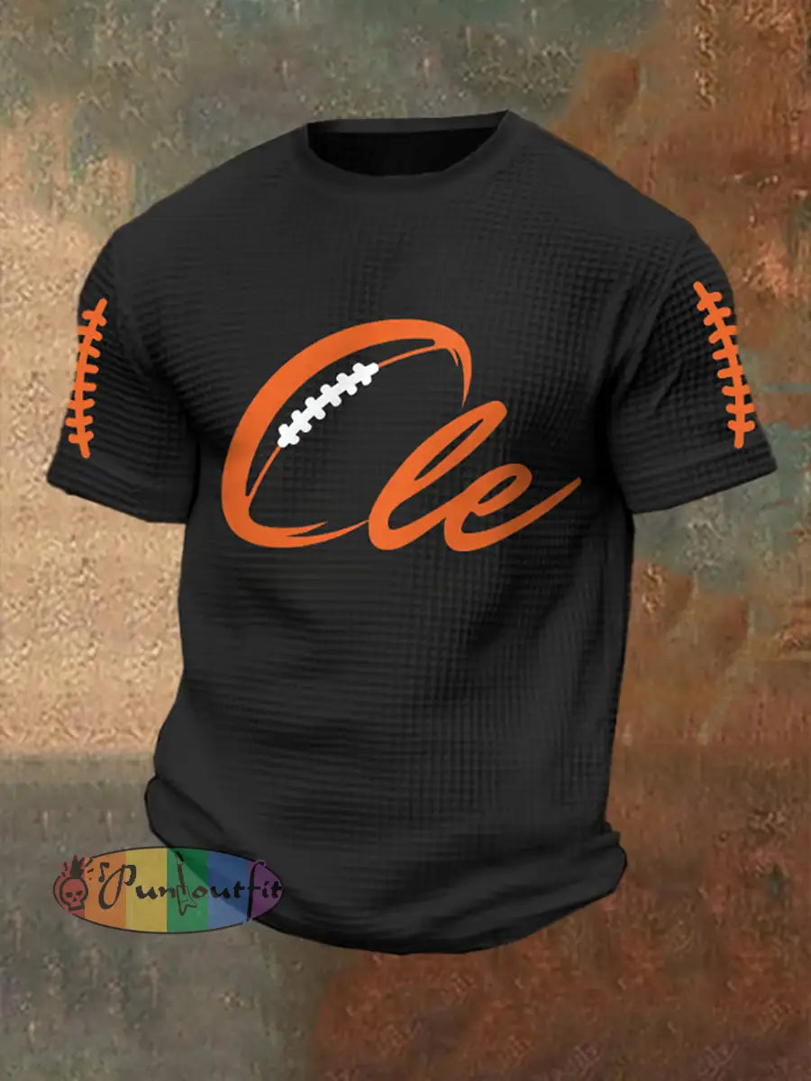 Men’s Football Fans Lovers Gameday Casual Waffle Short Sleeve Black / S