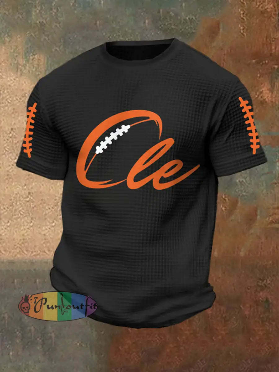 Men’s Football Fans Lovers Gameday Casual Waffle Short Sleeve Black / S