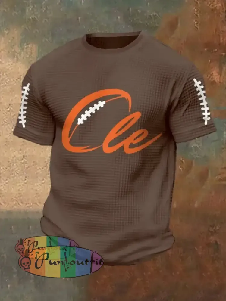 Men’s Football Fans Lovers Gameday Casual Waffle Short Sleeve Brown / S