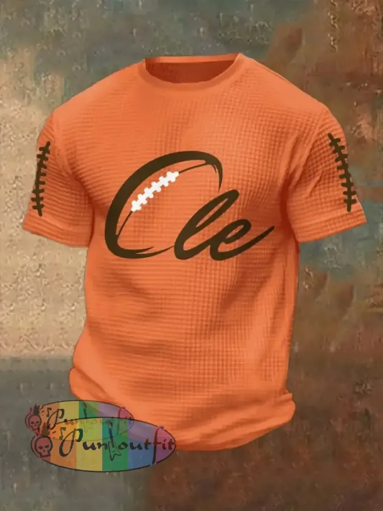Men’s Football Fans Lovers Gameday Casual Waffle Short Sleeve Orange / S