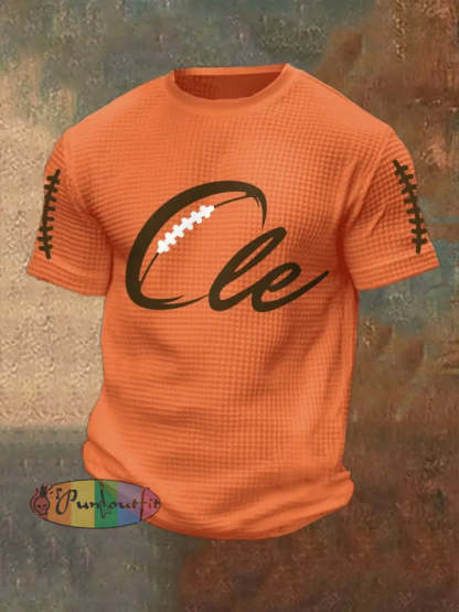 Men’s Football Fans Lovers Gameday Casual Waffle Short Sleeve Orange / S