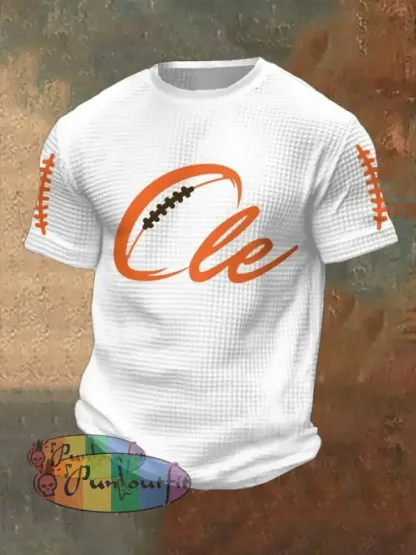 Men’s Football Fans Lovers Gameday Casual Waffle Short Sleeve White / S