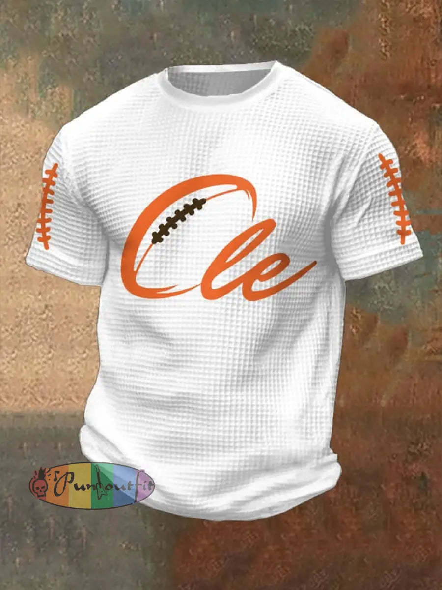 Men’s Football Fans Lovers Gameday Casual Waffle Short Sleeve White / S