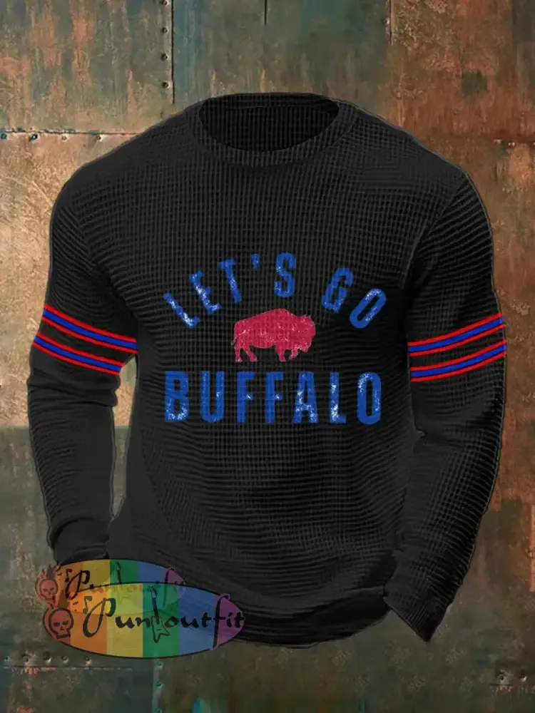 Men’s Football Fans Lovers Gameday Casual Waffle Top Black / S