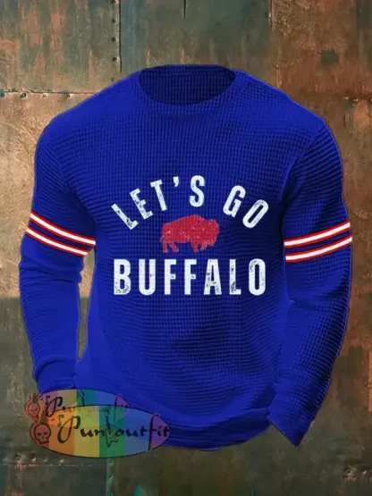 Men’s Football Fans Lovers Gameday Casual Waffle Top Blue / S