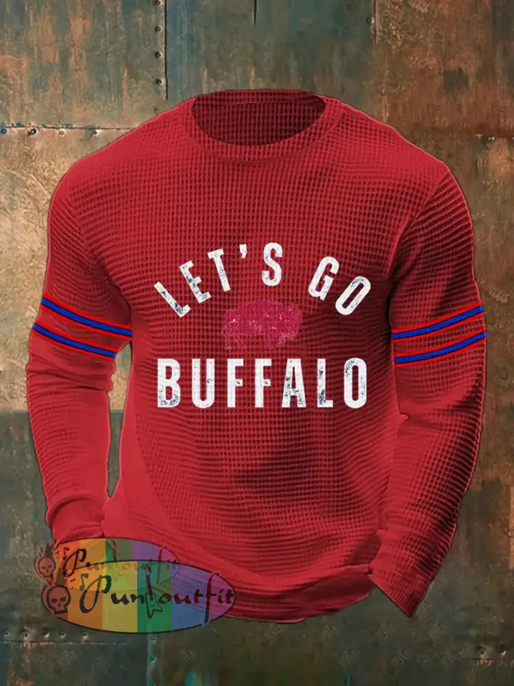 Men’s Football Fans Lovers Gameday Casual Waffle Top Red / S