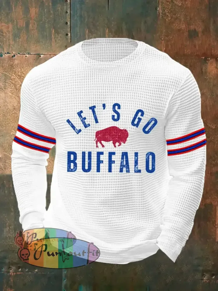 Men’s Football Fans Lovers Gameday Casual Waffle Top White / S