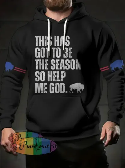 Men’s Football Lover Buffalo Printed Hoodie Black / S
