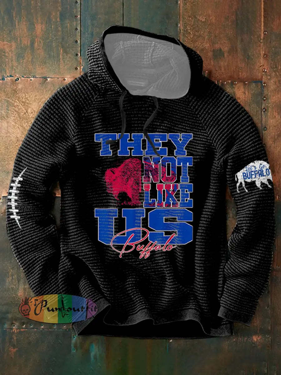 Men’s Football Lover Buffalo Printed Hoodie Black / S