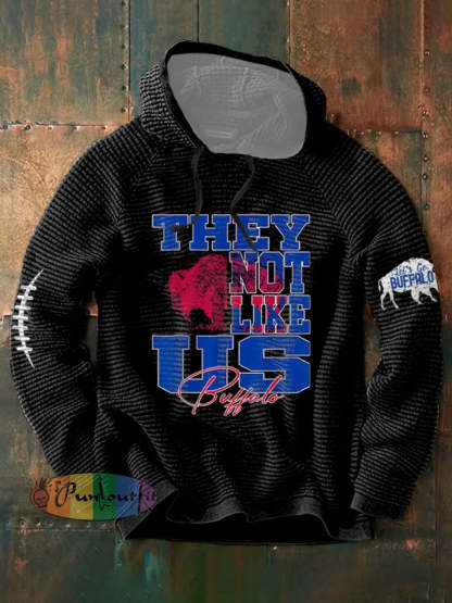 Men’s Football Lover Buffalo Printed Hoodie Black / S
