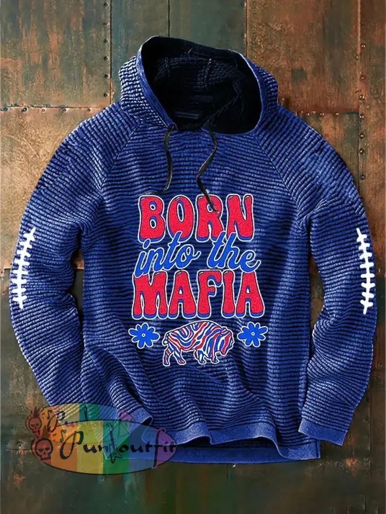 Men’s Football Lover Buffalo Printed Hoodie Blue / S