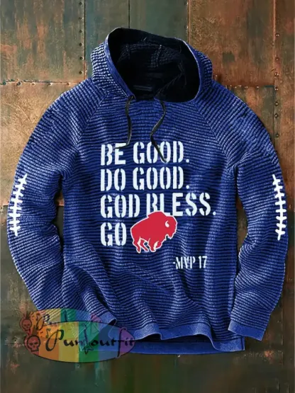 Men’s Football Lover Buffalo Printed Hoodie Blue / S