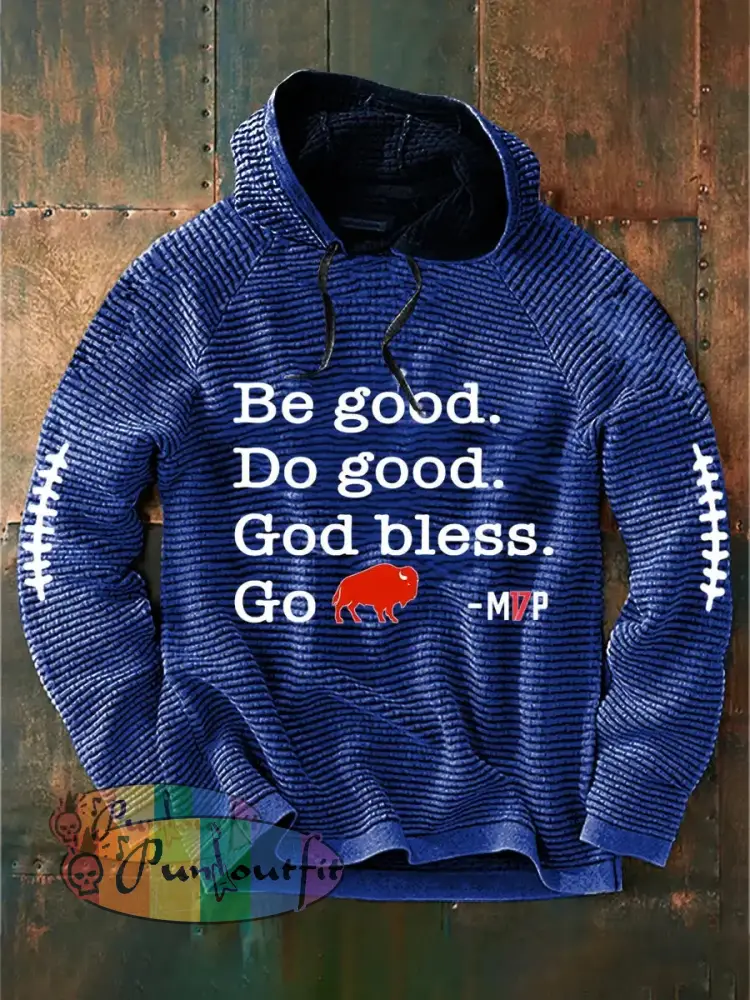 Men’s Football Lover Buffalo Printed Hoodie Blue / S