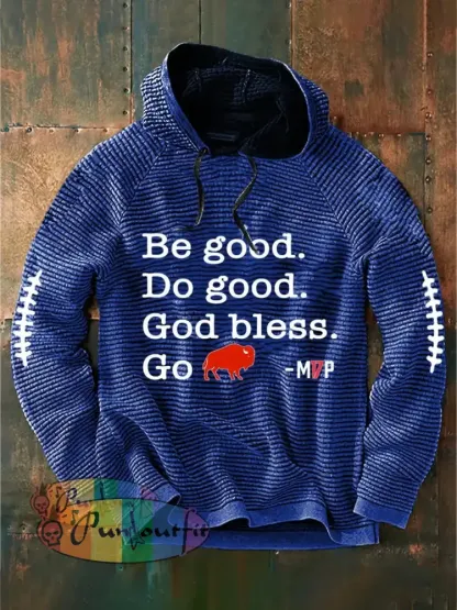 Men’s Football Lover Buffalo Printed Hoodie Blue / S