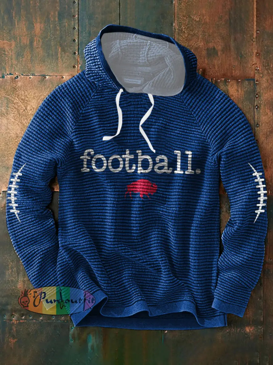 Men’s Football Lover Buffalo Printed Hoodie Blue / S