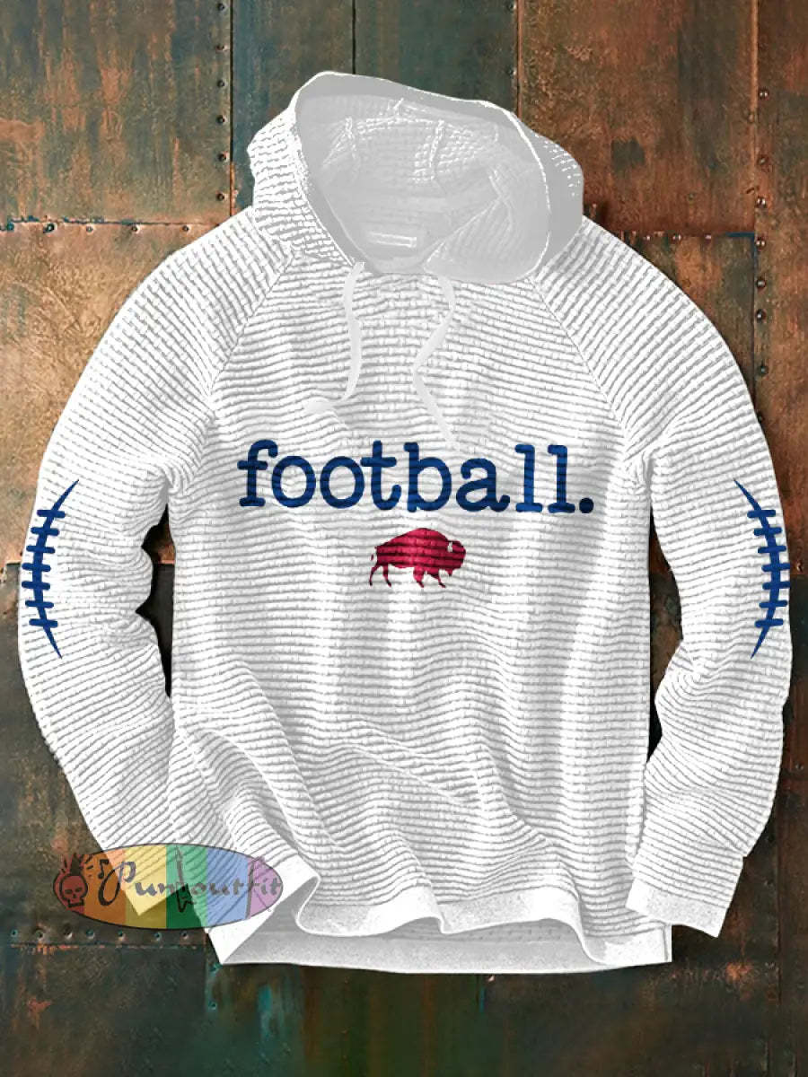 Men’s Football Lover Buffalo Printed Hoodie White / S