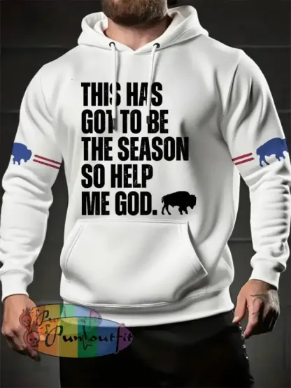 Men’s Football Lover Buffalo Printed Hoodie White / S