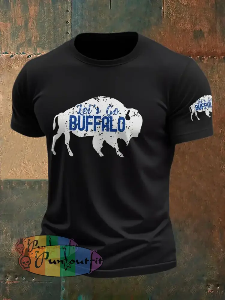 Men’s Football Lover Buffalo Printed T shirt Black / S