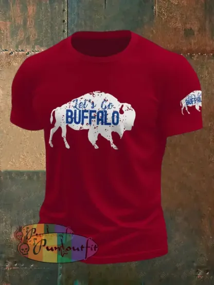 Men’s Football Lover Buffalo Printed T shirt Deep Red / S