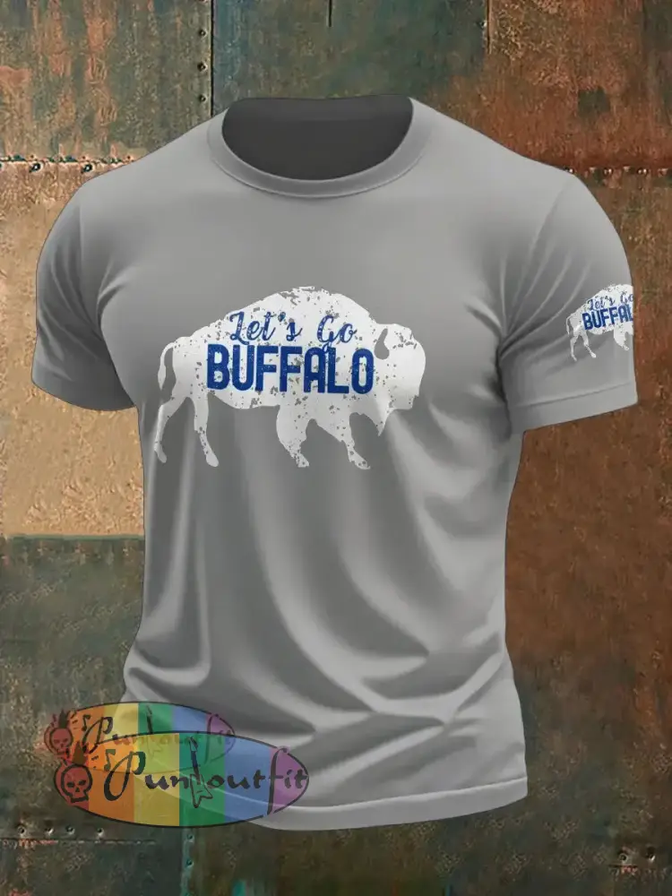Men’s Football Lover Buffalo Printed T shirt Light Gray / S