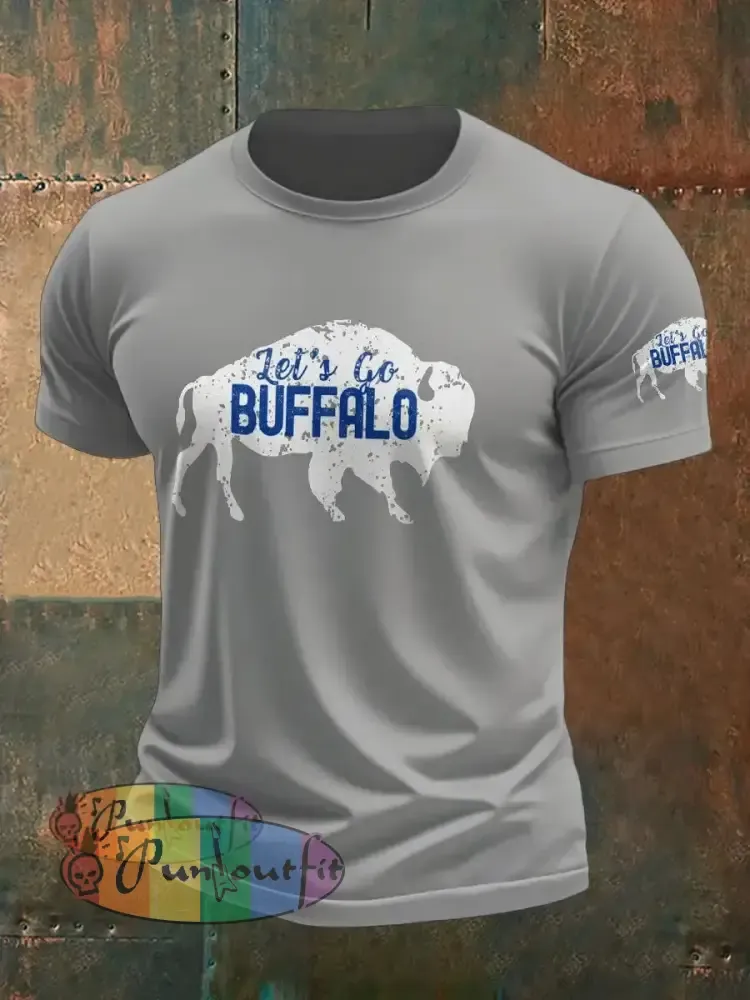 Men’s Football Lover Buffalo Printed T shirt Light Gray / S