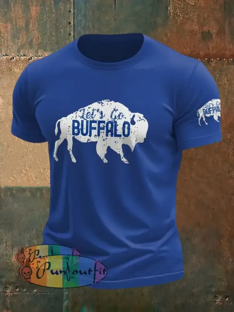 Men’s Football Lover Buffalo Printed T shirt Royal Blue / S