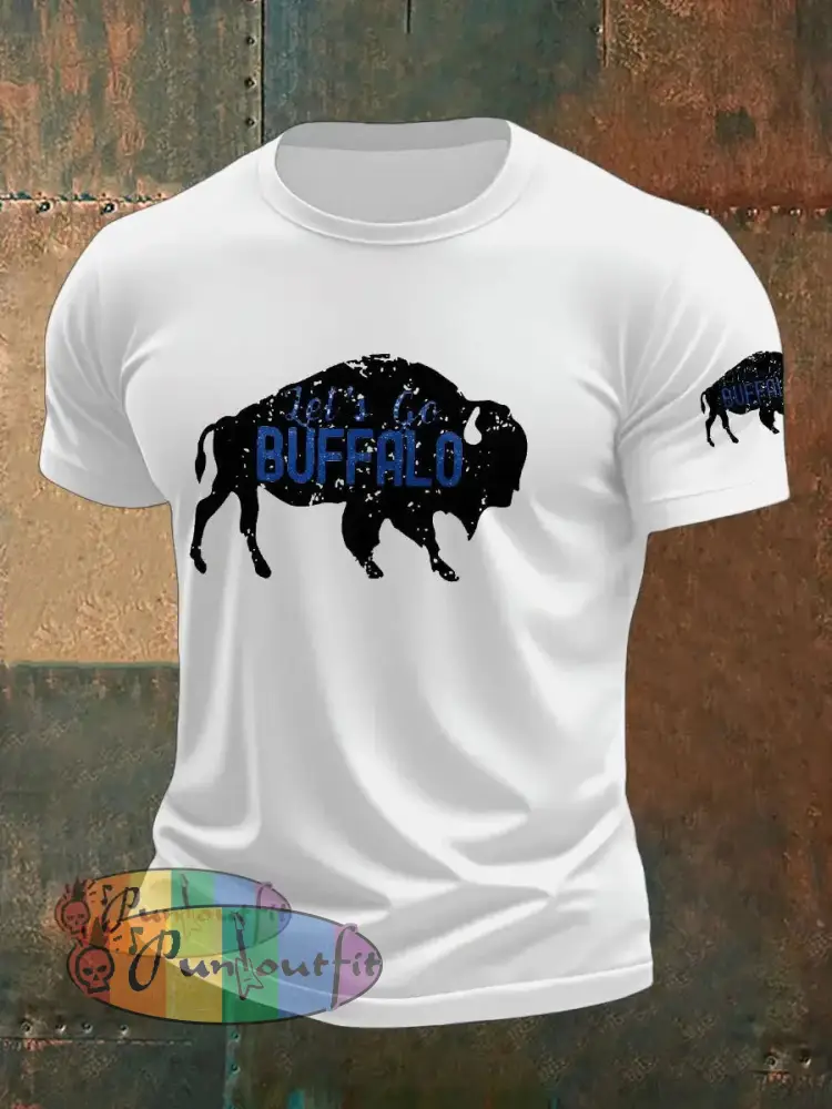 Men’s Football Lover Buffalo Printed T shirt White / S