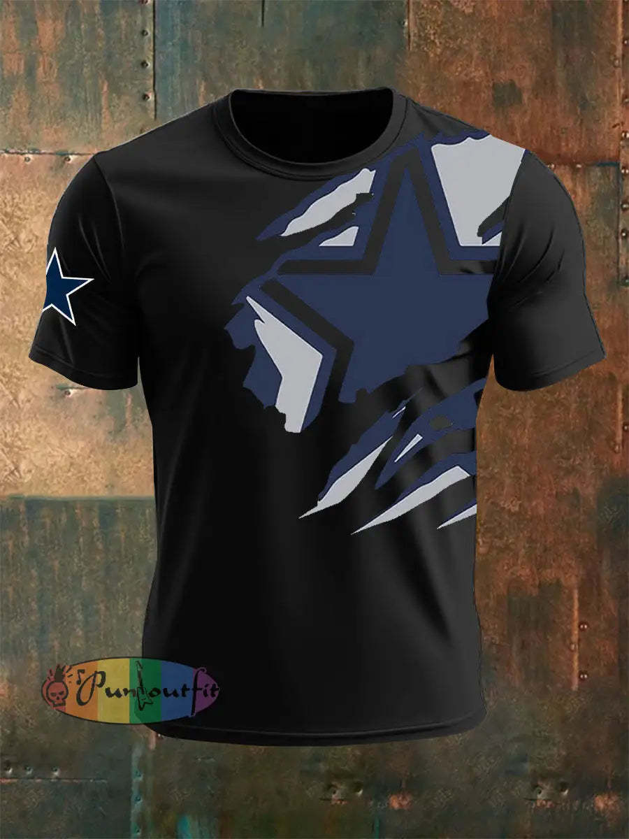 Men’s Football Print Casual T Shirt Black / S