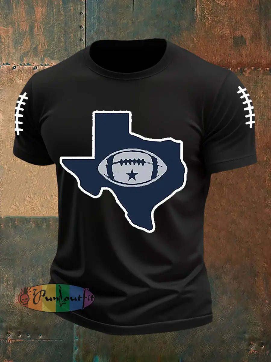 Men’s Football Print Casual T Shirt Black / S