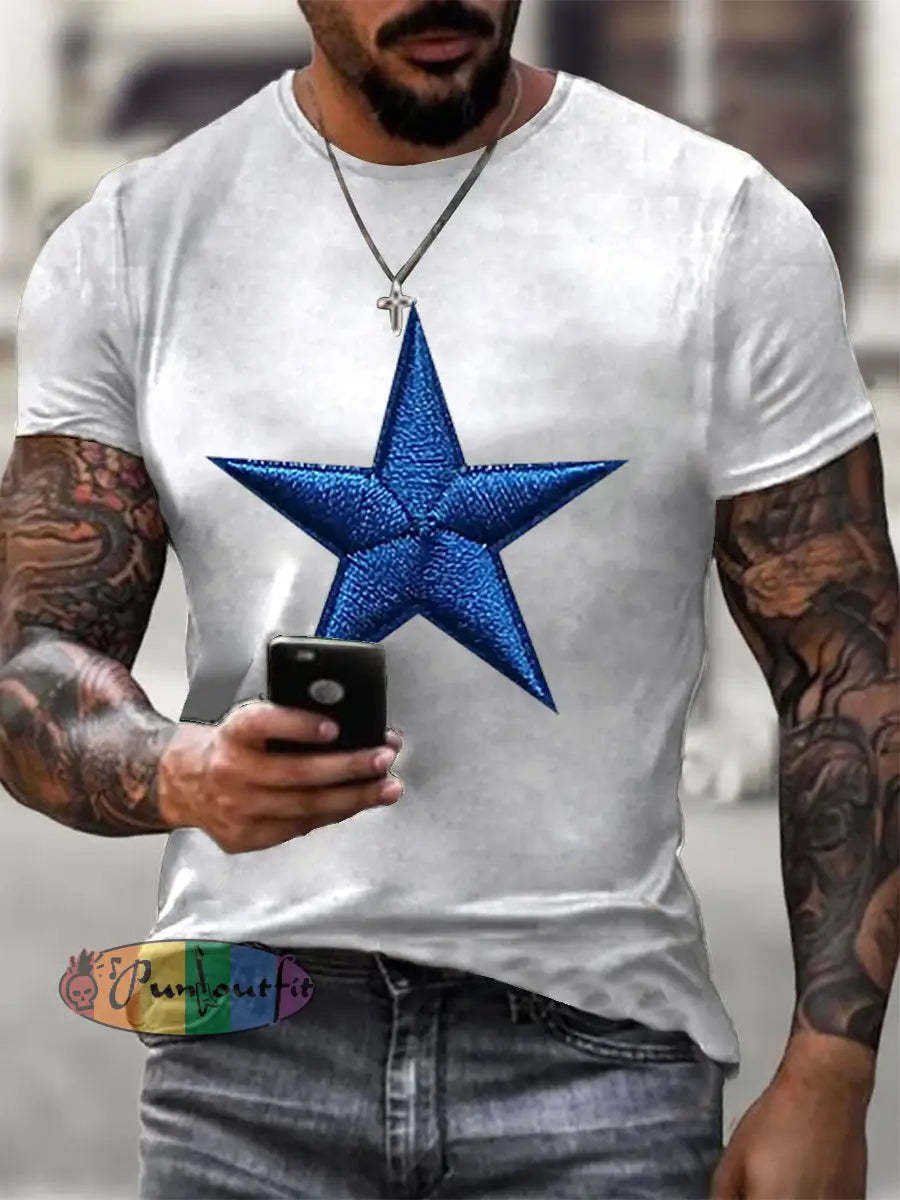 Men’s Football Print Casual T Shirt White / S
