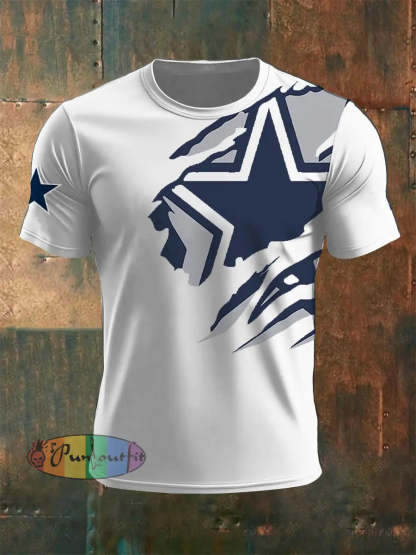 Men’s Football Print Casual T Shirt White / S