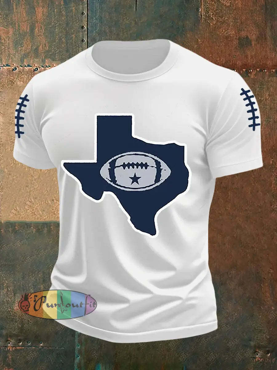 Men’s Football Print Casual T Shirt White / S