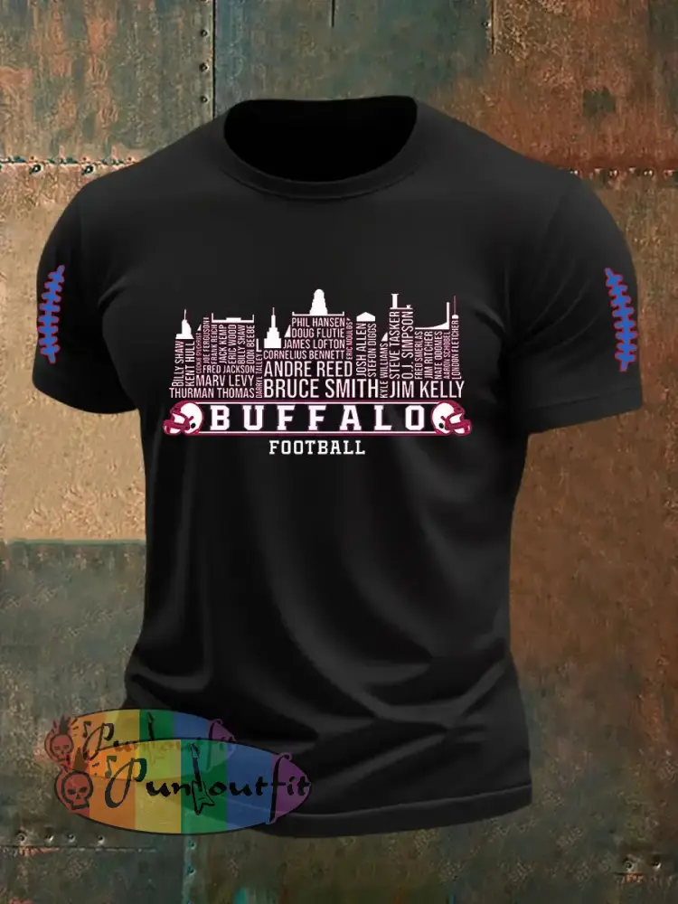 Men’s Go Buffalo Football Fans Lovers Gameday Casual Short Sleeve T-shirt Black / S