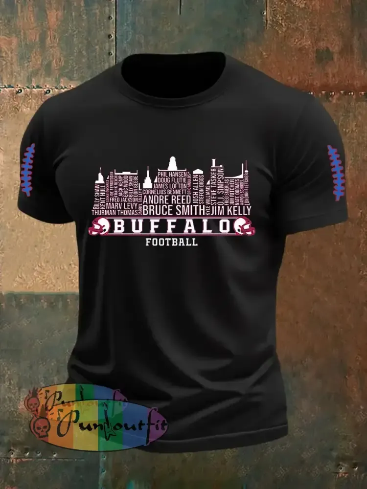 Men’s Go Buffalo Football Fans Lovers Gameday Casual Short Sleeve T-shirt Black / S